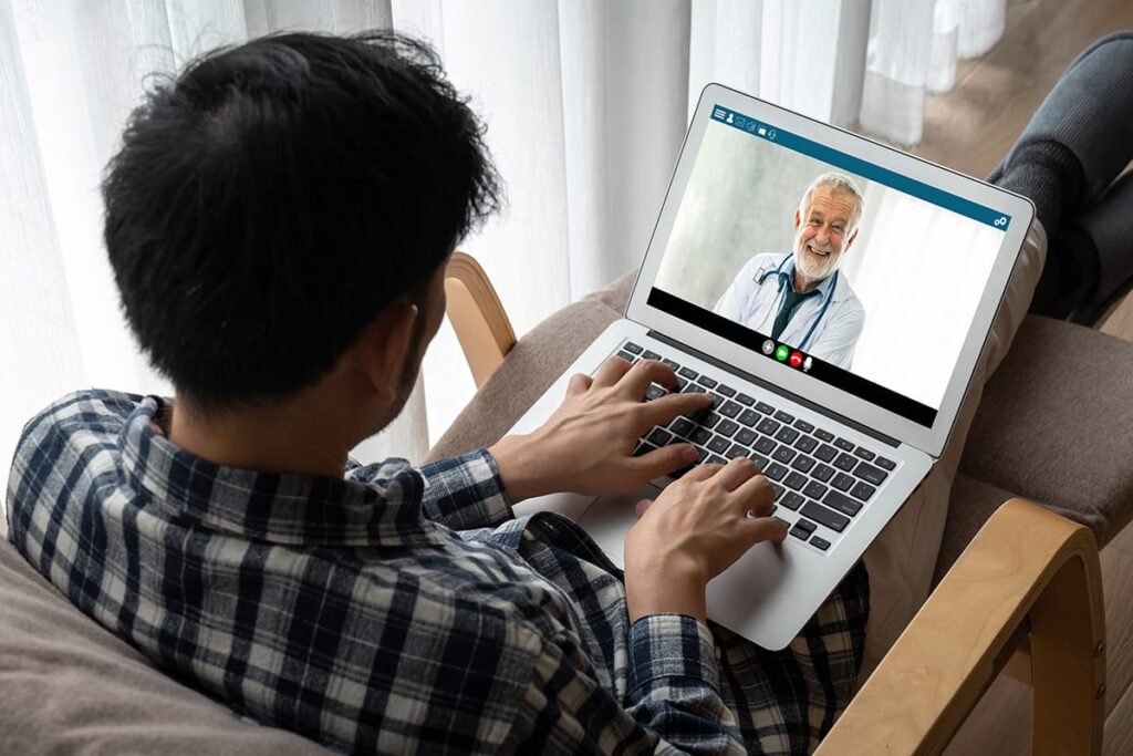 Man on telehealth consultation